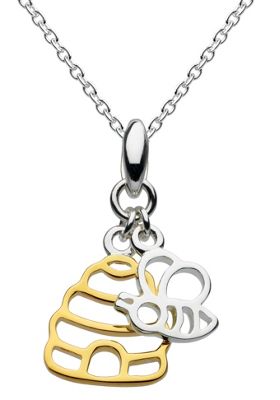 Sterling silver and gold plated hive & bee necklace